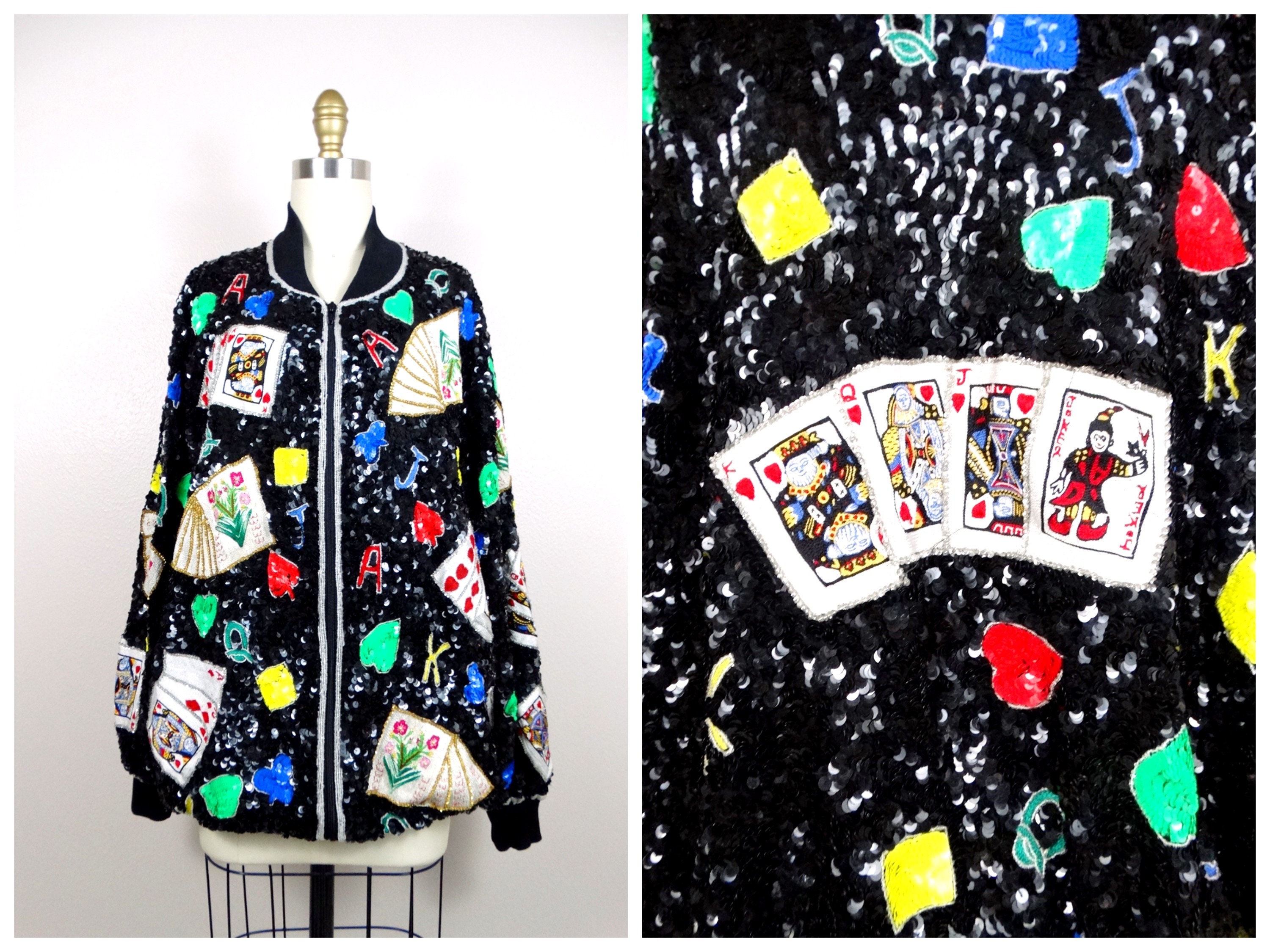LUCKY Sequined Jacket / Las Vegas Casino Sequin Bomber Jacket