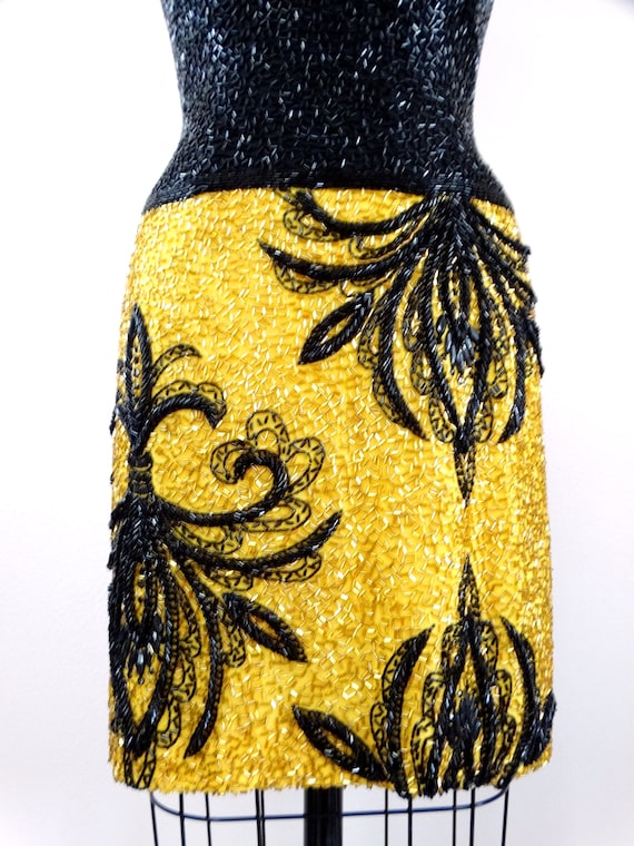 Bob Mackie Beaded Dress • Hand Embellished Black … - image 3