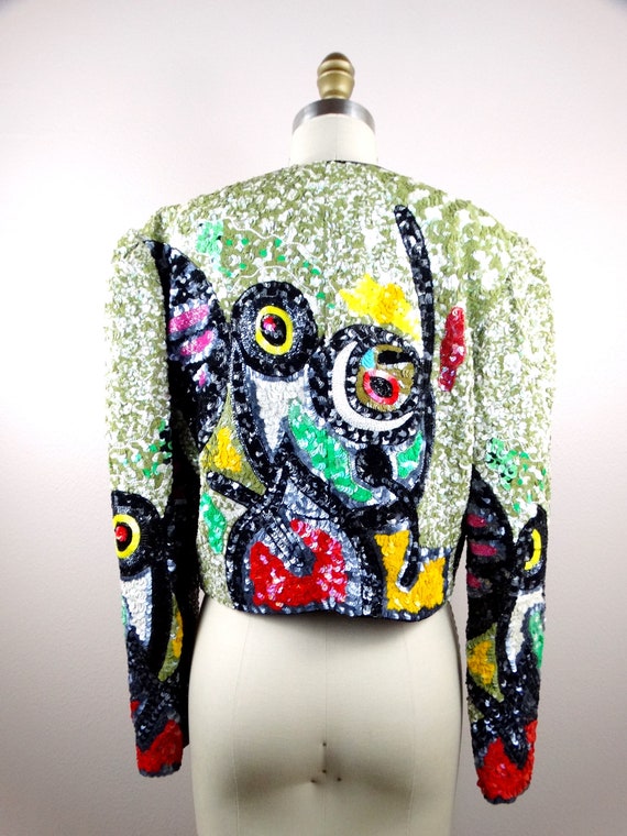 RARE Sequin Embellished Cropped Jacket / Fully Se… - image 4