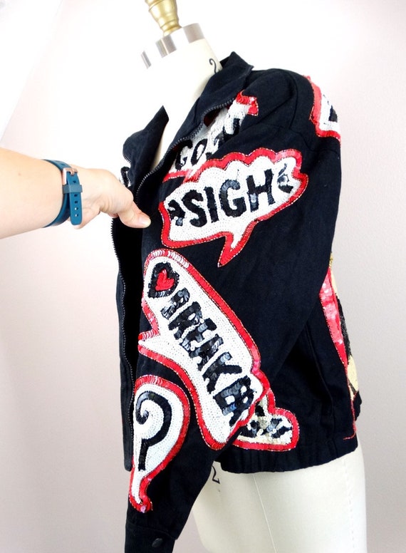 Pop Art GLAM Sequin Jacket / Artsy Sequined Lover… - image 6