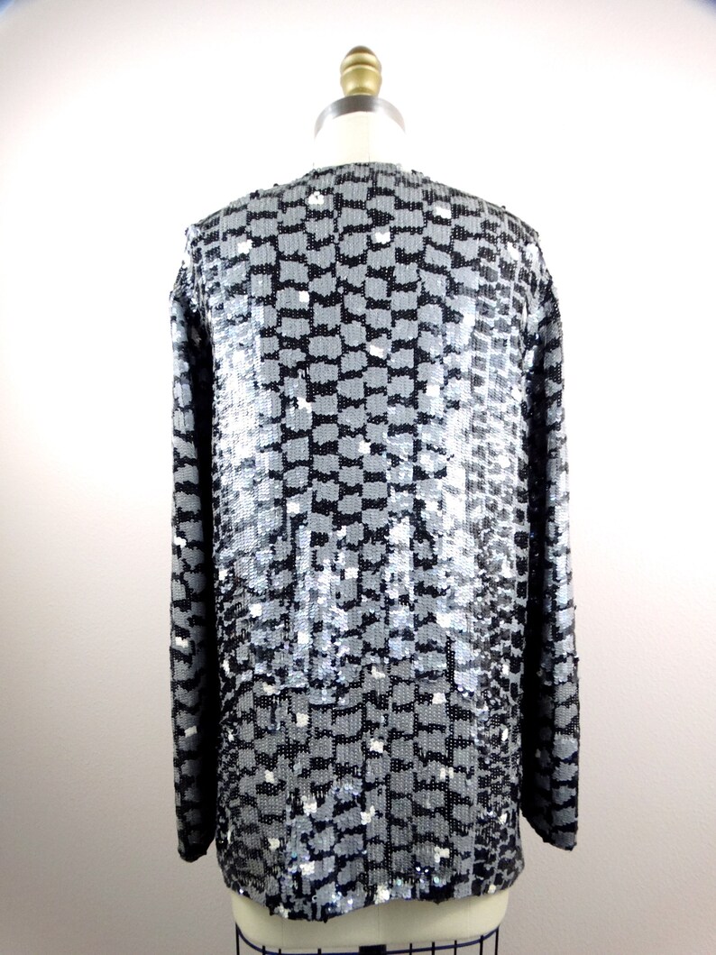 S/M Animal Print Sequin Jacket / Exotic Snake Fully Sequined Open Top