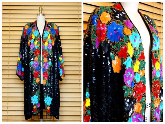 INCREDIBLE Retro Sequined Kimono / Rainbow Sequin