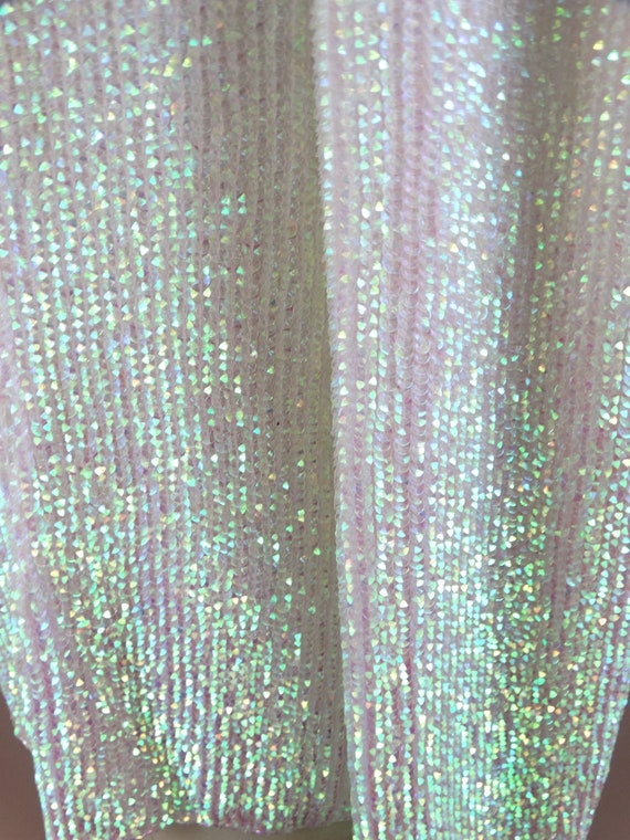 DAZZLING Iridescent Sequin Cardigan Top // White … - image 6