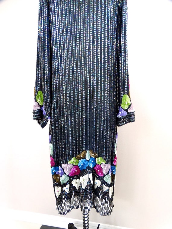 Art Deco Sequin Beaded Gatsby Dress // Colorful E… - image 9