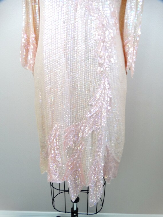 Iridescent Blush Pink Sequin Dress / Pastel Pink … - image 3