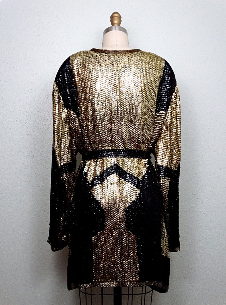 VTG Sequin Kimono Jacket / Bohemian Novelty Open Kaftan / Etsy