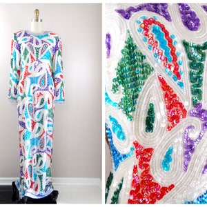 Vintage Perlenkleid // Stark verziertes Retro-Paillettenkleid