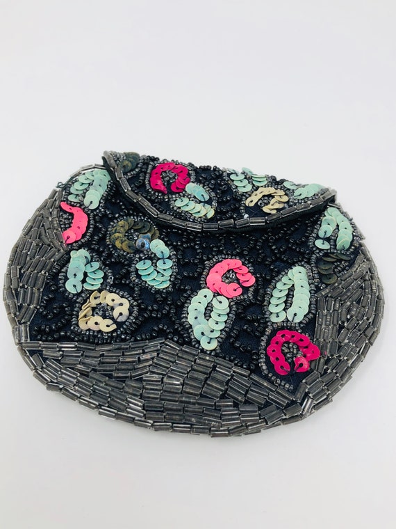 30s 40s Sequin Embellished Coin Purse // 1940s Vi… - image 3