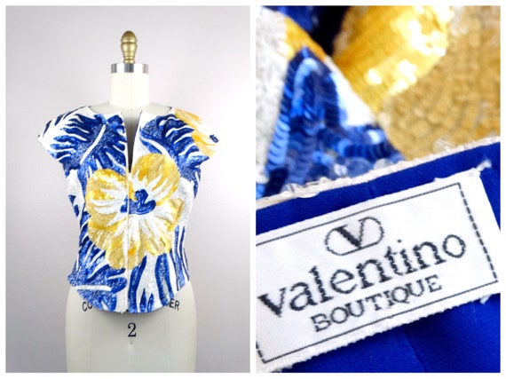 VALENTINO Boutique Sequined Zipper Top / Vintage C
