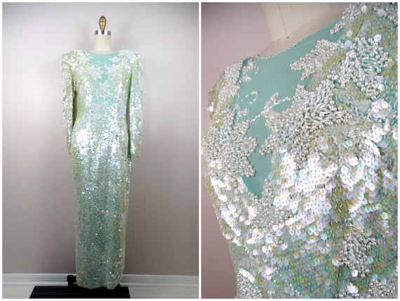 Lurex Cut Out Gown - Seafoam
