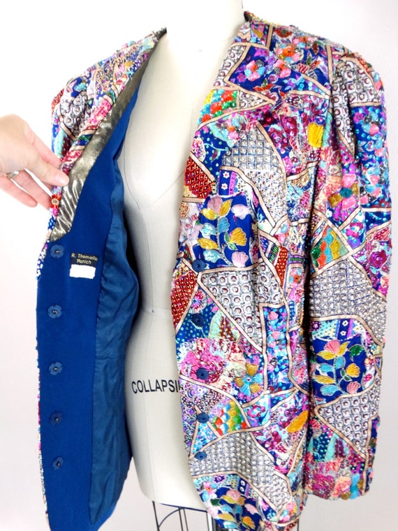 OOAK Vintage Beaded Patchwork Jacket / Handmade O… - image 3