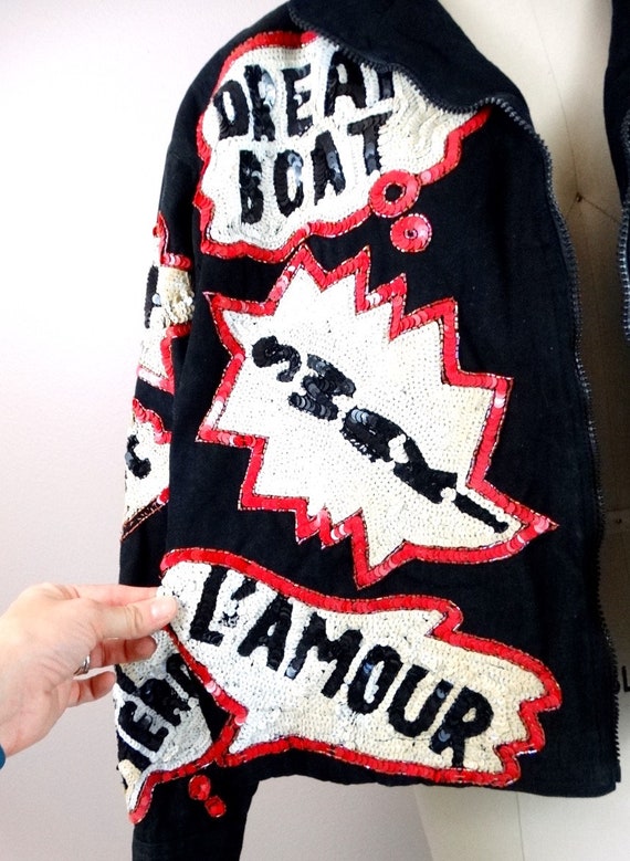 Pop Art GLAM Sequin Jacket / Artsy Sequined Lover… - image 3