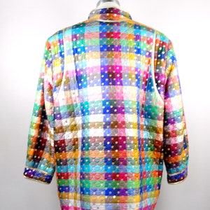 GEOFFREY BEENE Sequined Jacket / Rainbow Color Block Silk Gold Sequin Embellished Quilted Coat image 6