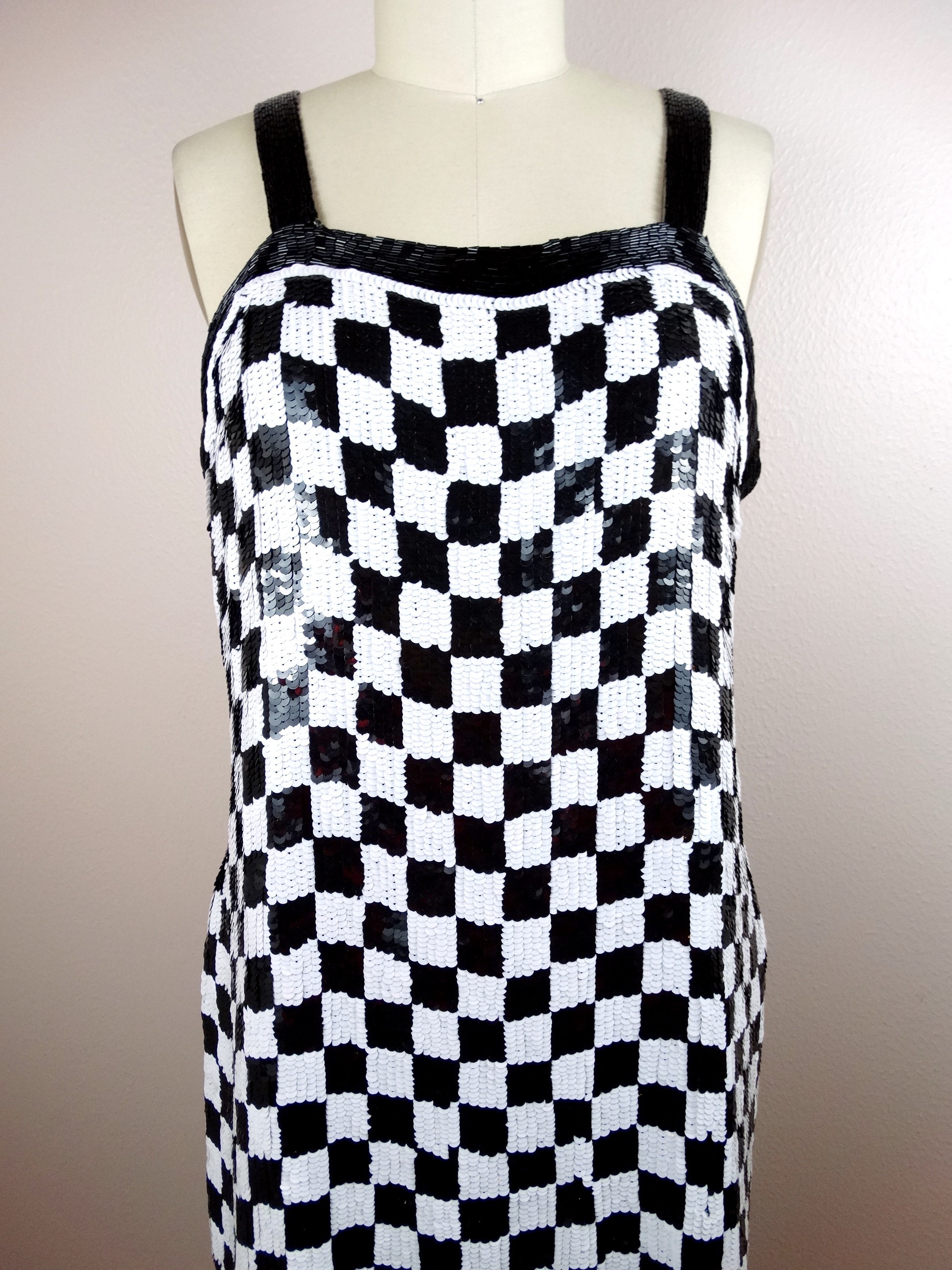 RETRO Fully Sequined Checkered Dress and Jacket ‣ Black and RETRO Fully Sequined Checkered Dress and Jacket ‣ Black and