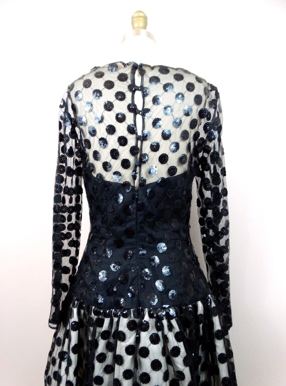 80s Mignon Sequined Party Dress // Sheer Sequin E… - image 7