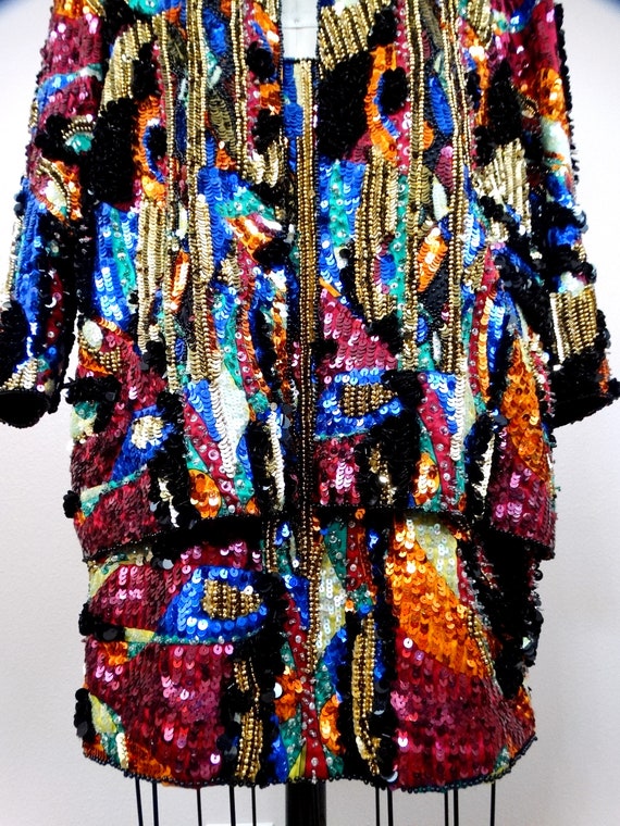 Heavily Beaded Sequined Skirt w/ Blazer Dress Sui… - image 3