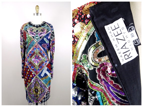 NAEEM KHAN Beaded Dress // Sequin Embellished Cou… - image 6