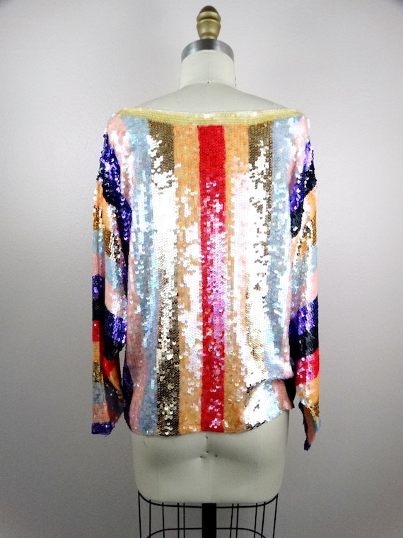 S/M Iridescent Pastel Sequin Top // Colorful Sequ… - image 4