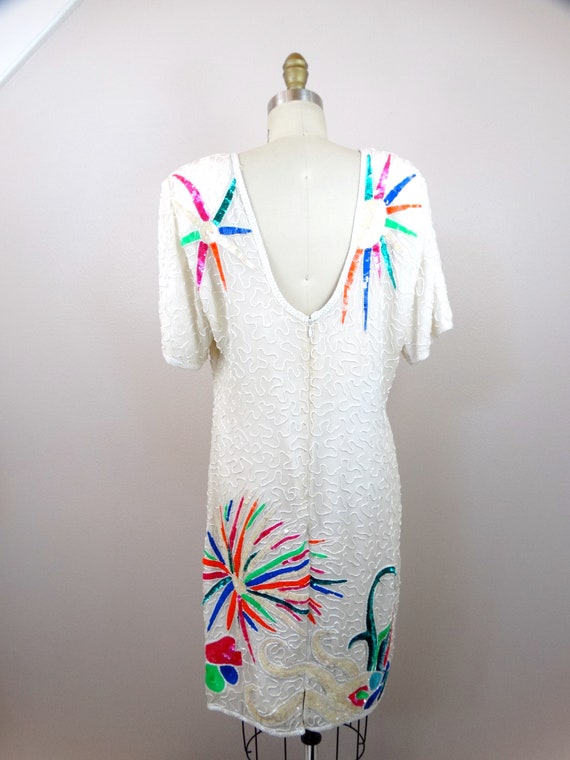 Neon POP Sequined Dress // Bright Vintage Sequin … - image 6
