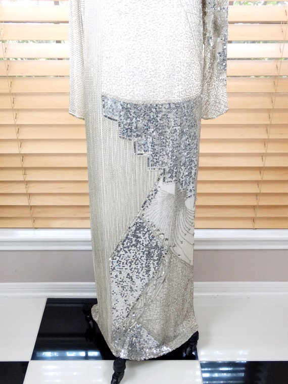 Hand Beaded Silk Gown // Vintage Sequin Embellish… - image 3