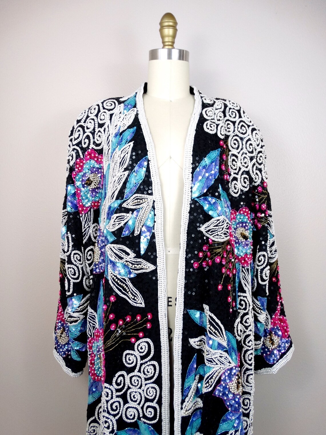 RARE Pearl Beaded Sequin Kimono Sleeve Jacket / Novelty Open Etsy