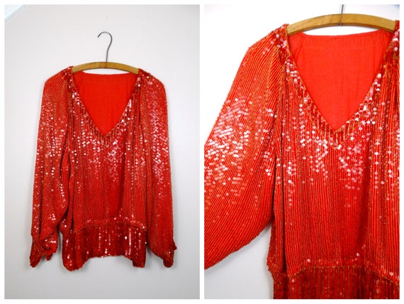 red sequin top plus size