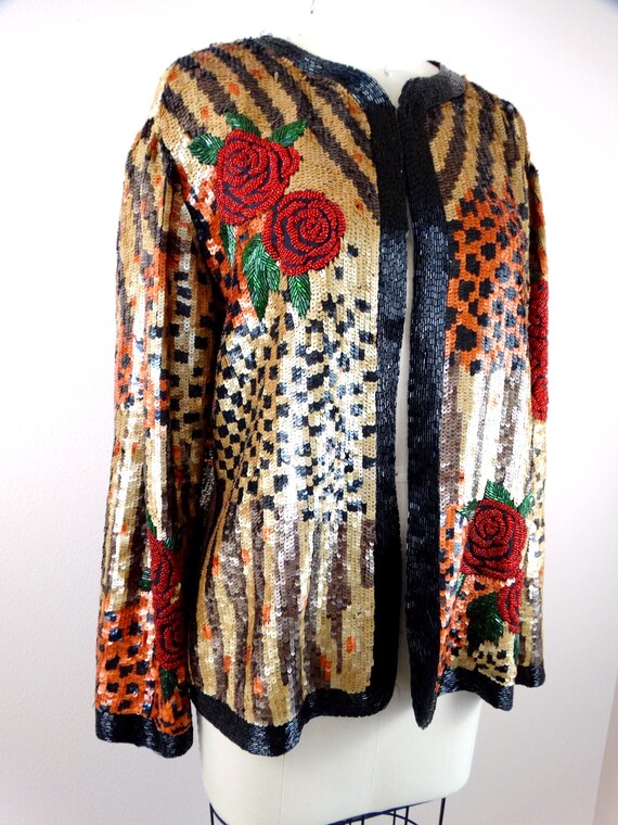 Wild GLAM Sequin Trophy Jacket // Abstract Cheeta… - image 2