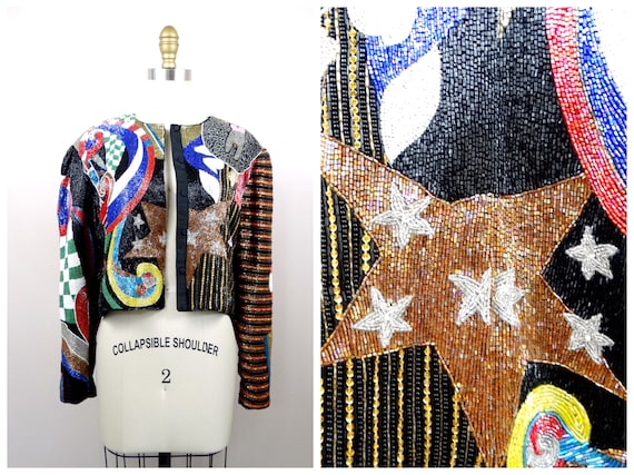 HEAVY All Beaded Jacket // RARE Whimsical Circus … - image 7