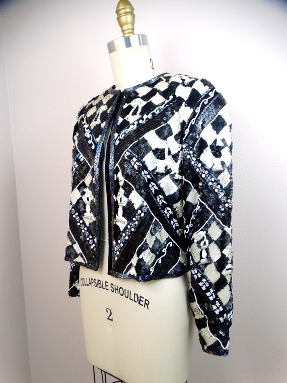 Glam NOVELTY Sequin Bolero // Checker Embellished… - image 4