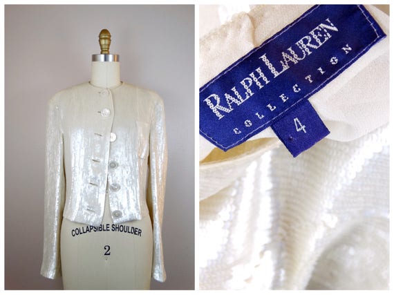 Pearlescent Couture Sequin Designer Jacket // Pea… - image 1