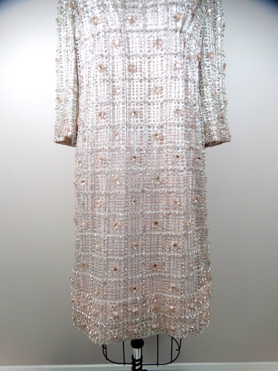 60s Jewel Beaded Blush Couture Dress ‣ Rose Pink … - image 4