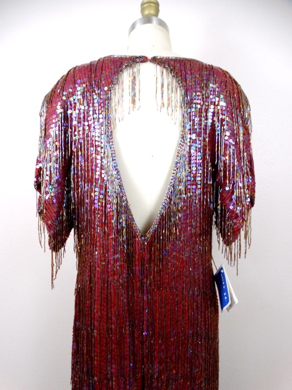 All Over Fringe Beaded Gown // Fully Beaded Sequi… - image 8