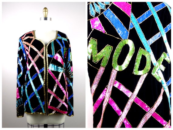 Art Deco MODE Sequin Jacket // Velvet Sequined Bea