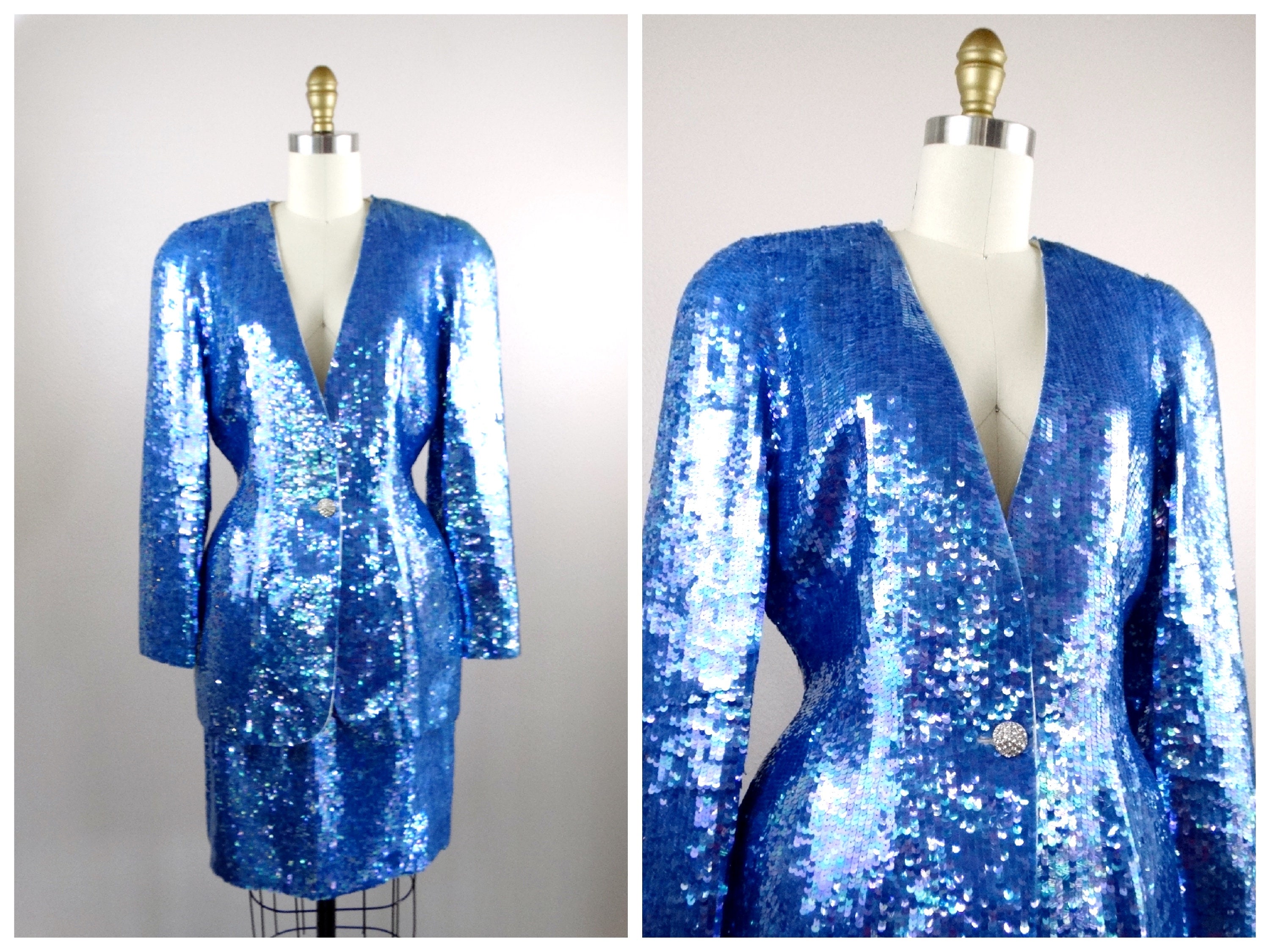 blue sequin blazer dress Plus Size Short Sequin Dress Jacket Dress R&M Richards 6145W – The Dress  Outlet main image 0