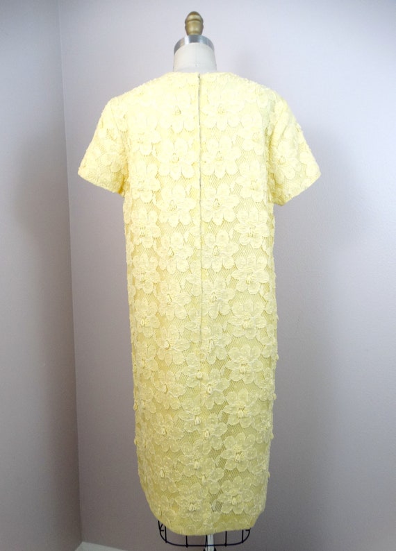 60s Mod Mid Century Yellow Beaded Dress • Retro 1… - image 4