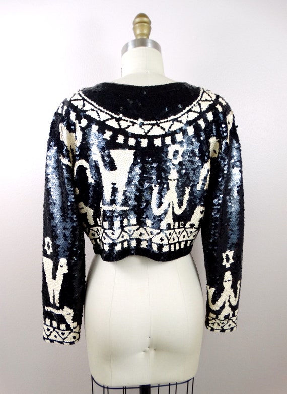 Llamas & Lizards Sequined Bolero // Retro Aztec S… - image 4