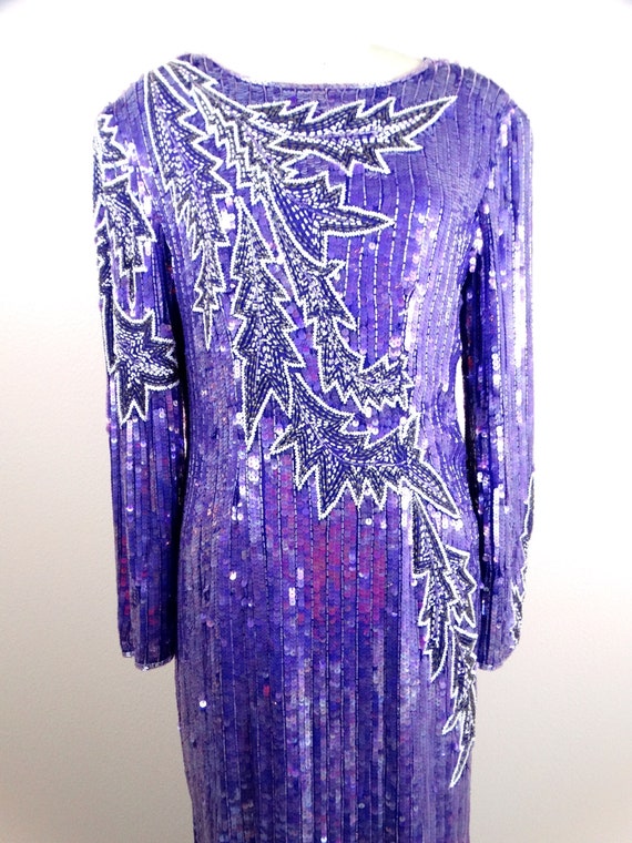 VTG Purple Sequined Dress / All Sequin Embellishe… - image 2