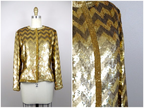 80s Fancy Fully Sequined Open Top // Sparkly 1980… - image 1