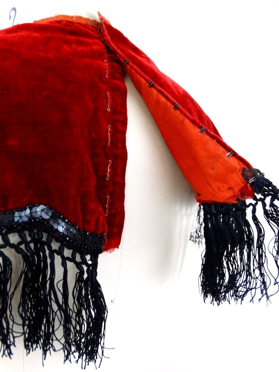 80's Black Beaded Rhinestone Choker Fringe Cape