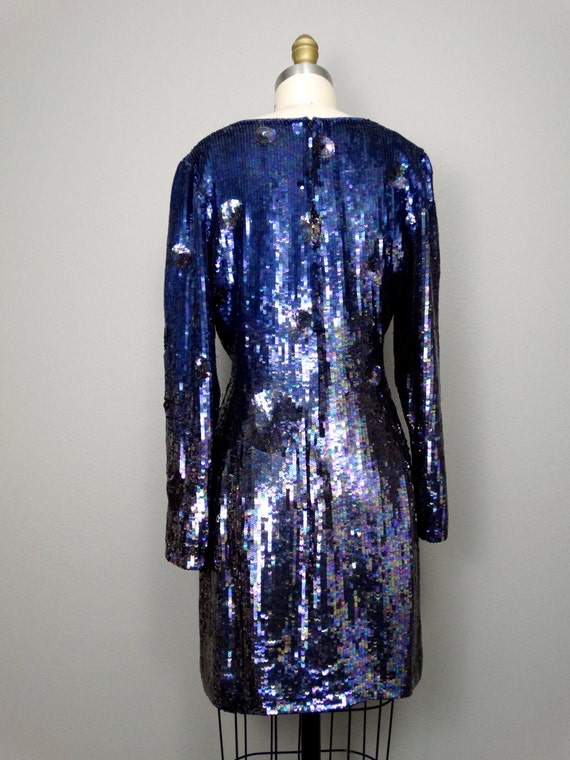 Neil Bieff Sequin Mini Dress // Navy Blue Formal … - image 4
