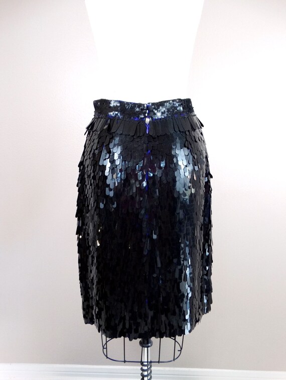 French Haute Couture Paillette Sequined Skirt // … - image 5