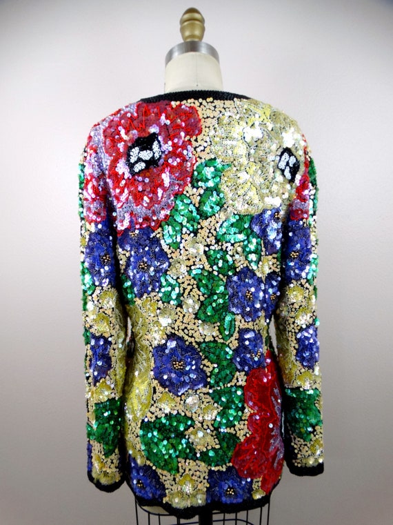 S/M Heavy Beaded Floral Embroidered Jacket / HEAV… - image 7