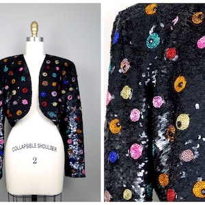 Designer Beaded Sequined Bolero Jacket / Polka Dot Cropped Shrug