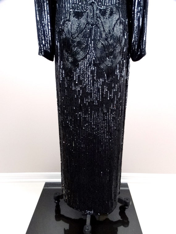 Heavy Beaded Art Deco Gown // Long Fully Beaded S… - image 7