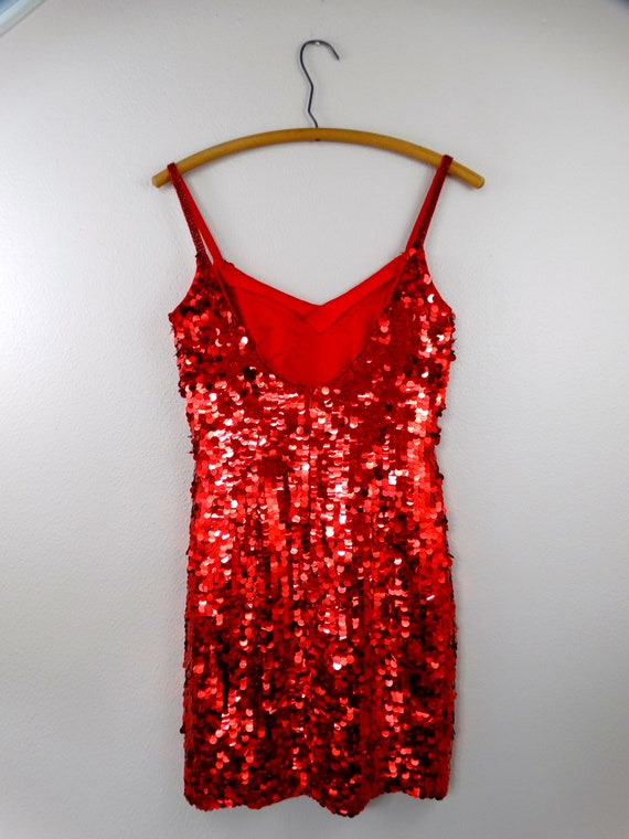 S/M Lady in Red Paillette Sequin Party Dress / Br… - image 4