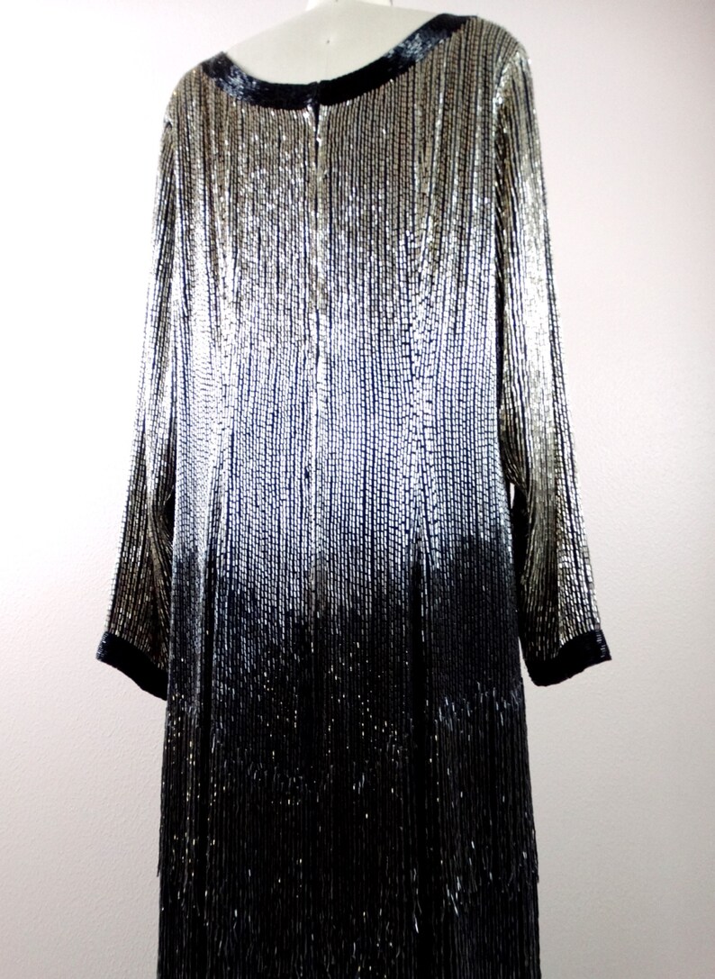 beaded fringe gown