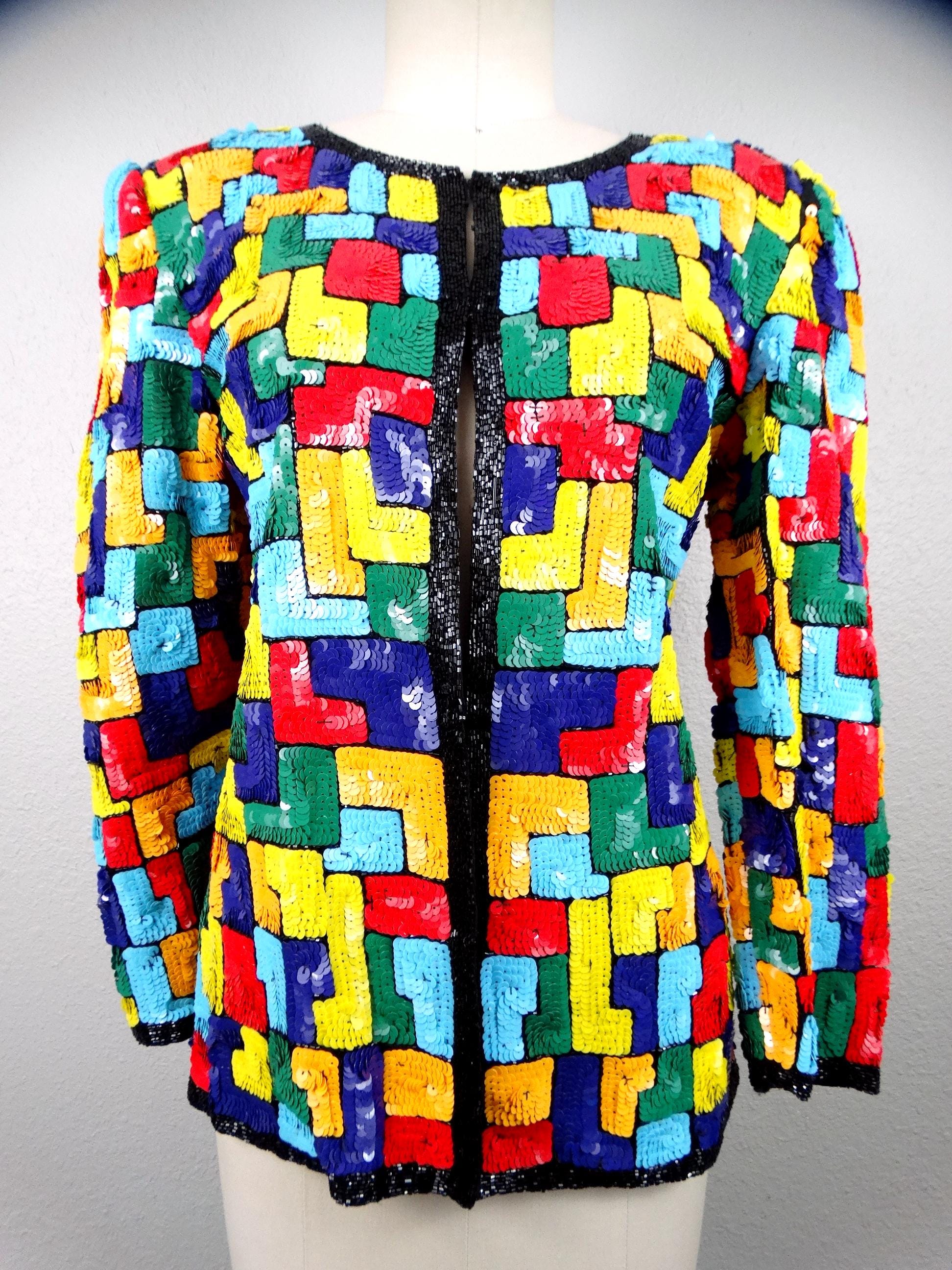 Primary Colorblock Jacket RARE Colorblock Sequin Jacket • Primary Colors Sequined Cardigan ...