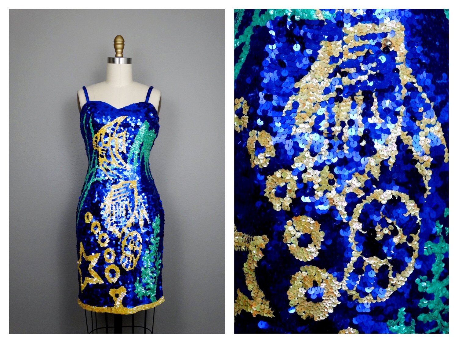 beaded ocean dress INTRIGUE 91014 Ocean Blue Beaded Dress