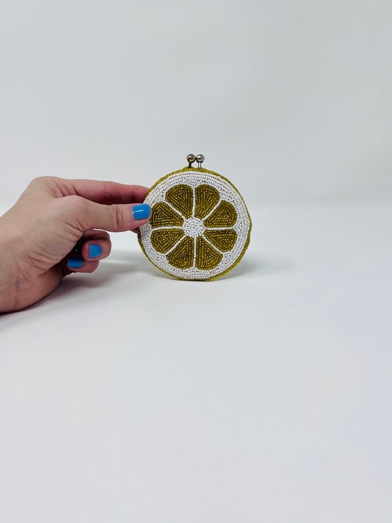 Lemon Slice Beaded Kisslock Coin Purse