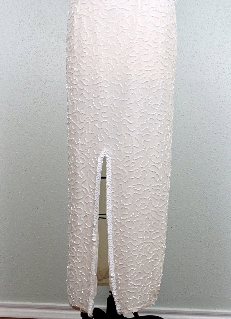 HEAVY Ivory Sequin Wedding Gown // Gatsby Flapper Wedding Dress